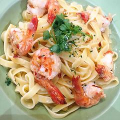 A picture of Shrimp Creamy Fettucini Pasta.