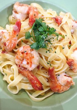 A picture of Shrimp Creamy Fettucini Pasta.