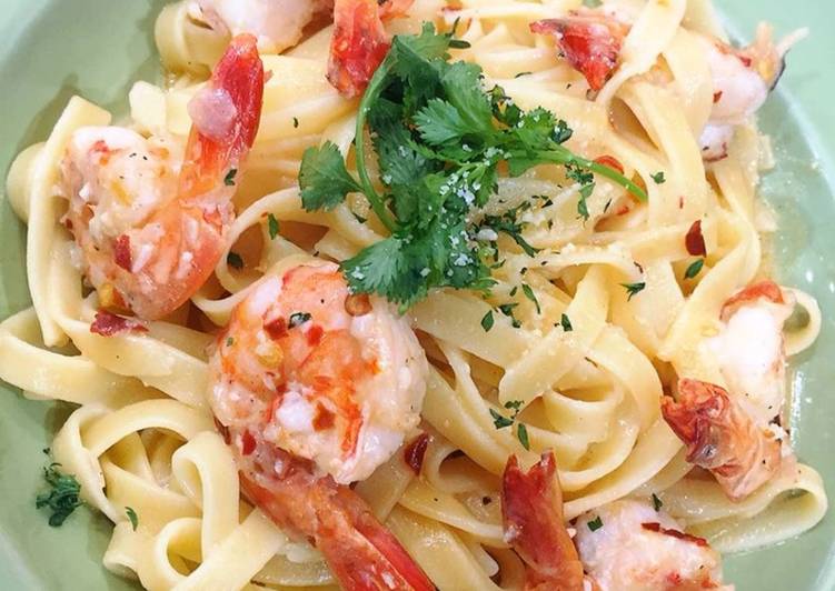 Easiest Way to Make Tasty Shrimp Creamy Fettucini Pasta