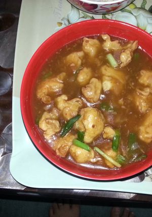 A picture of Chicken and Cauliflower manchurian.