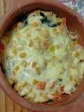 Cazuelitas con reciclado de pollo, espinacas y choclo