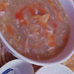 A picture of Restaurant Style Chicken Hot And Sour Soup.