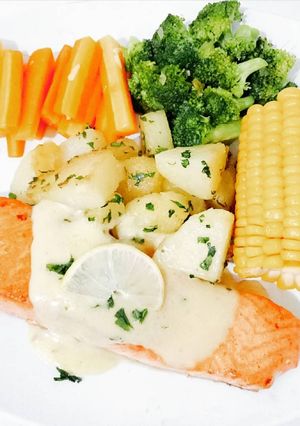 Foto resep Steak salmon saus lemon ala mamirica
