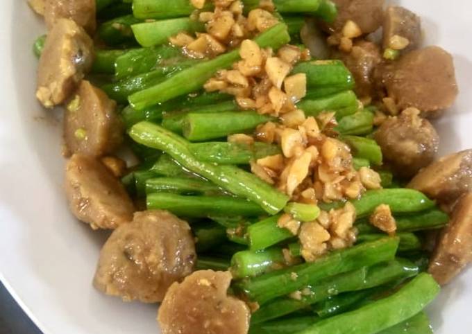 Cara Buat Buncis + baso tumis bawang putih Bahan Sederhana