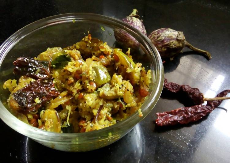 The Simple and Healthy Vankaya vepudu (brinjal stir fry)