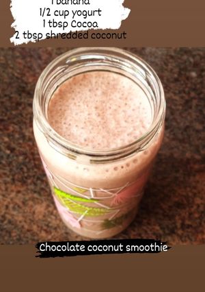 A picture of Chocolate coconut smoothie 😋😋.