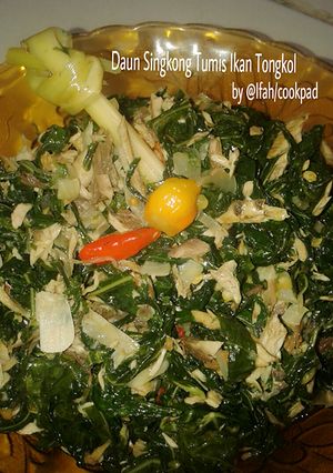 Foto resep Daun Singkong Tumis Ikan Tongkol