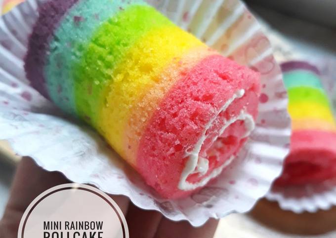 Mini rainbow rollcake