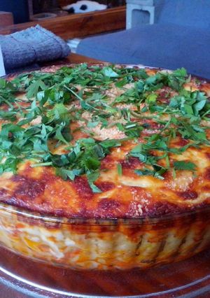 Una foto de Penne rigati gratinados