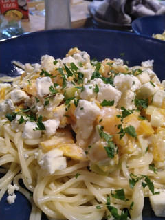 Une photo de Spaghetti butternut et bleu