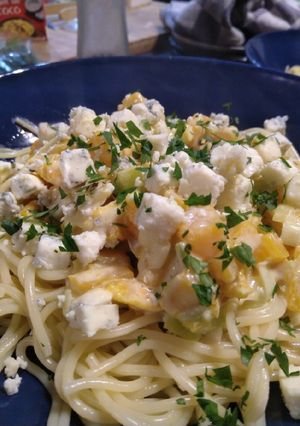 Une photo de Spaghetti butternut et bleu