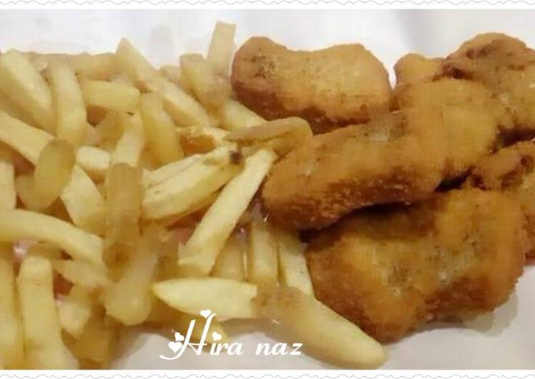 Recipe of Super Quick Homemade Chicken Cutlets with French Fries