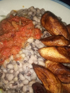A picture of Beans with crayfish stew and plantain #Ramadancontest#.