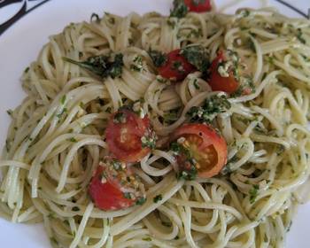 Fresh, Make Recipe Pesto with angel hair pasta and grape tomatoes Savory Delicious