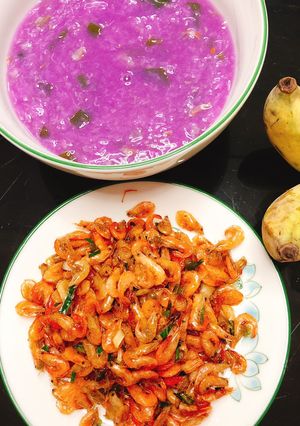 Hình của món Canh khoai mỡ- tép rang- chuối chín.