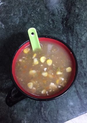 A picture of Mix vegetables soup.