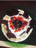 Steamed chocolate brownie cake with jelly and choco chips