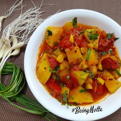 A picture of Green Garlic Aloo Sabzi.