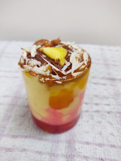 A picture of Layered mango lassi.