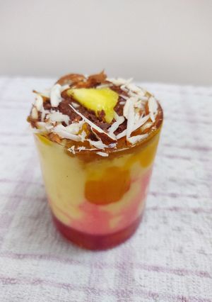 A picture of Layered mango lassi.