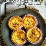 Mini Quiche Larraine spinach smokedbeef, chicken & Cheese