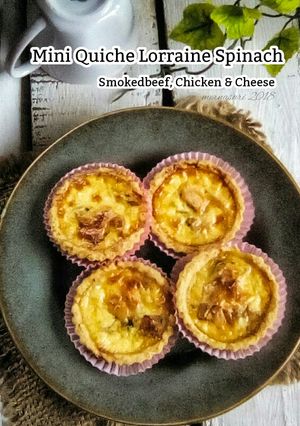 Foto resep Mini Quiche Larraine spinach smokedbeef, chicken & Cheese