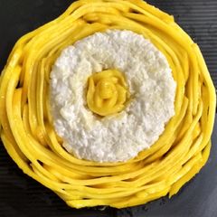 A picture of Mango basket with curd rice.