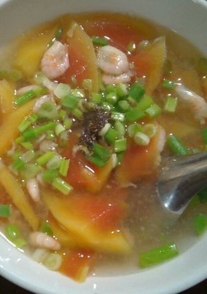Hình của món Canh đu đủ nấu tép.