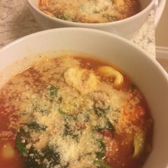 A picture of Tortellini tomato soup.