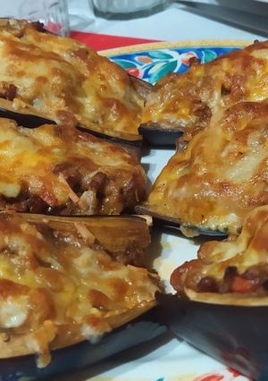 Una foto de Berenjenas rellenas de carne