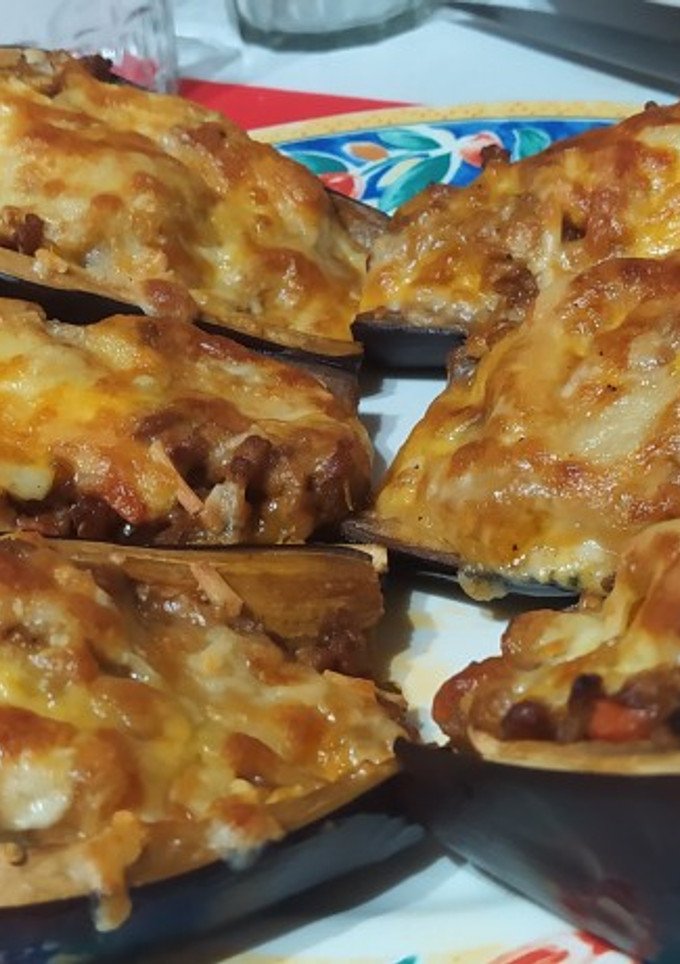 Una foto de Berenjenas rellenas de carne