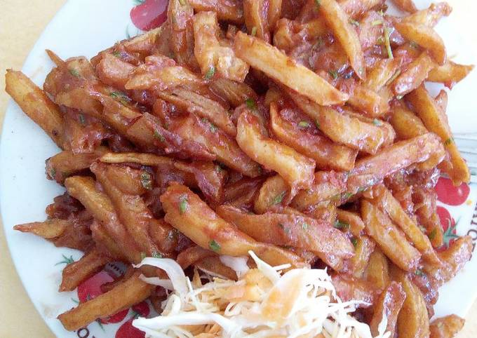 Steps to Make Quick Homemade Chips Masala with Salad