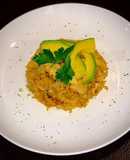 Arroz con pollo al curry y leche de coco