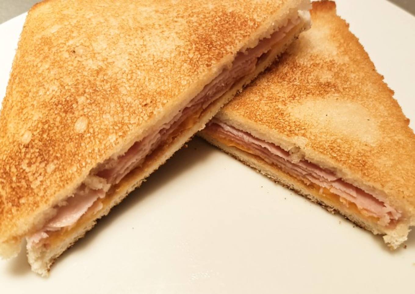 Ham, cheddar and HP brown sauce fried toastie