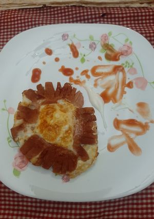 عکسی از دستور گل سوسیس و تخم مرغ