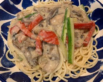 Ultimate Cooking Recipe Portobello Mushrooms Red Pepper and Cucumber Pasta Delicious