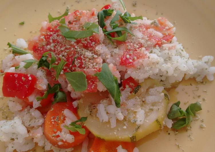Verduras al horno con Agua de Mar y arroz con semillas de calabaza
