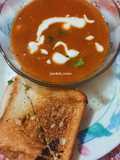 Roasted Tomato Soup with Cheese Garlic Bread