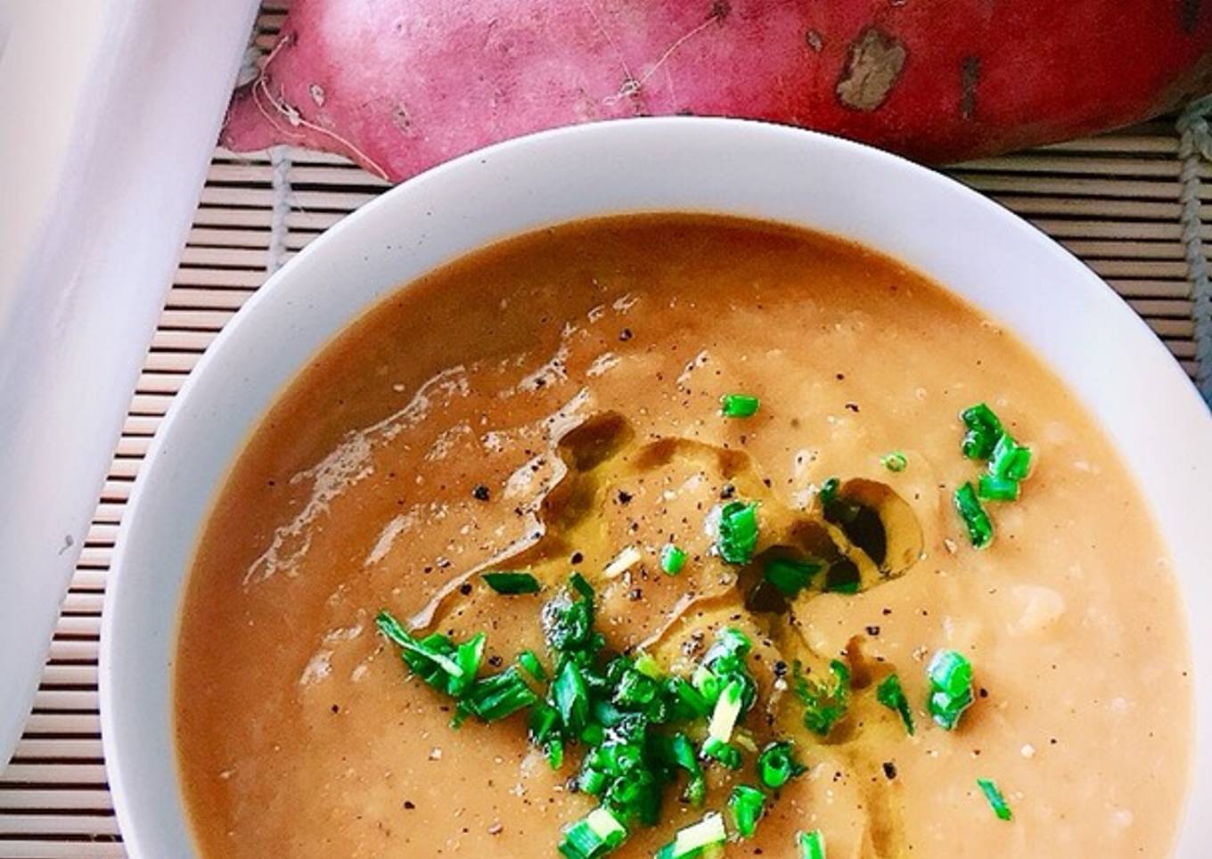 Crema de batata con puerro (al toque de canela)