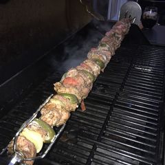 A picture of Whiskey pork kebab.