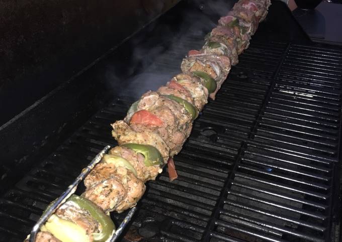 Whiskey pork kebab