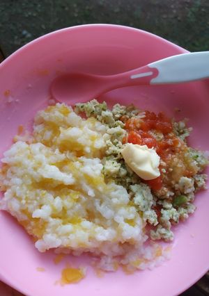 Foto resep MPASI 9m+ Nasi labu bakso gurame saus tomat