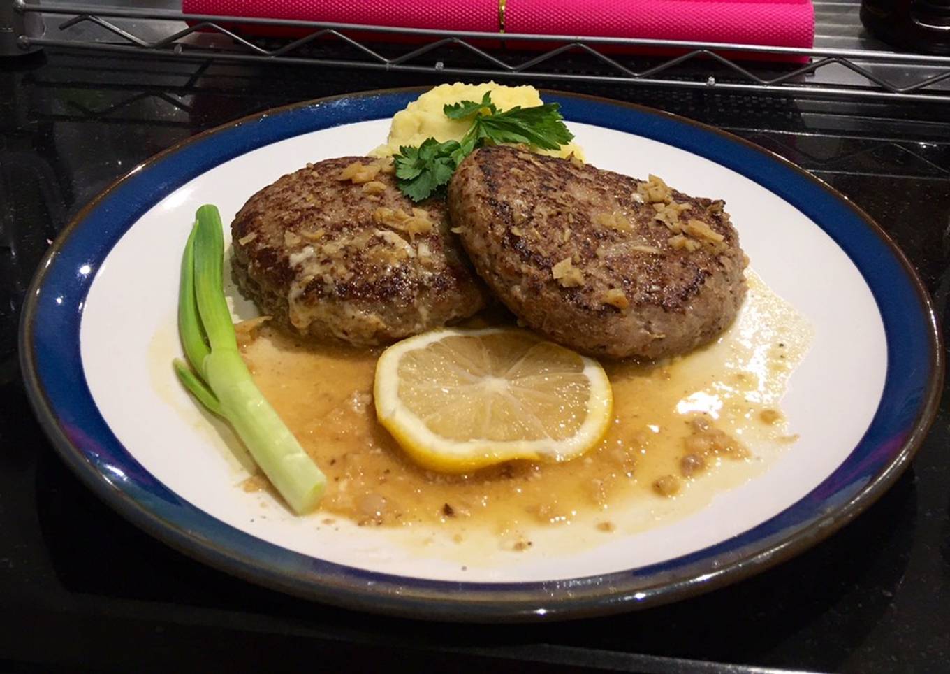 Hamburg steak butter lemon sauce