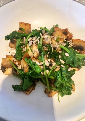 A picture of Spinach and Mushroom WFH Stir Fry.