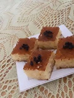 صورة لوصفة بسبوسة خفيفة وبنينة لقهوة لعشية