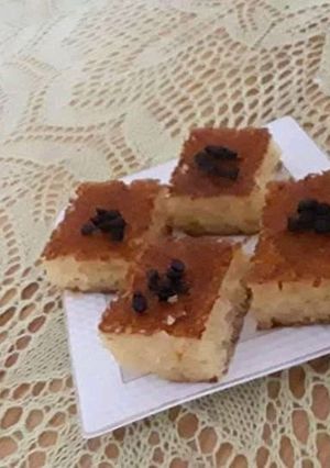 صورة لوصفة بسبوسة خفيفة وبنينة لقهوة لعشية
