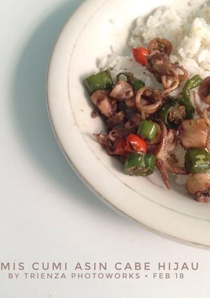 Foto resep Tumis cumi asin cabe hijau