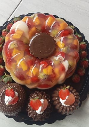 Foto resep Puding Buah Lapis Susu dan Coklat