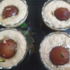 A picture of Gulab jamun in instant rabdi.
