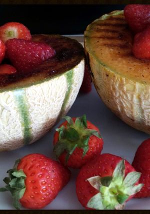 A picture of AMIEs Grilled MELON with STRAWBERRY.